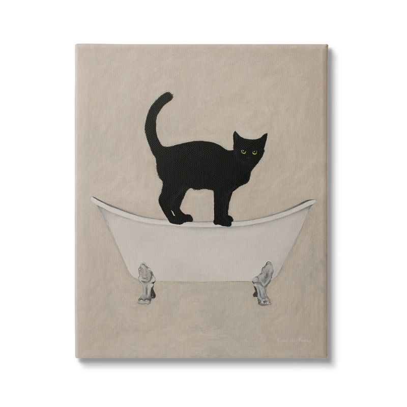 Stupell Industries Black Cat Simple Claw Foot Bathtub Bathroom Painting Canvas Wall Art, 1 of 6