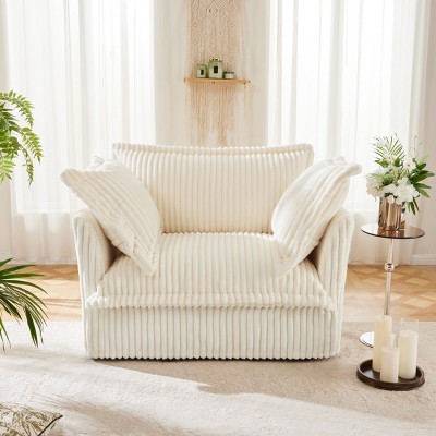 Modern Chenille Fabric Single Sofa With 1 Big Back Cushion And 2 Big Pillows,Single Couch,Slipcovered Chair-Maison Boucle