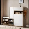 2-in-1 Shoe Storage Bench & Shoe Cabinets , Multi-functional Shoe Rack with Padded Seat, Adjustable Shelves - Leovsnove - 2 of 4