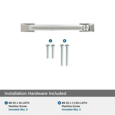 Polished Nickel 3-Inch Modern Cabinet Pull with Mounting Hardware