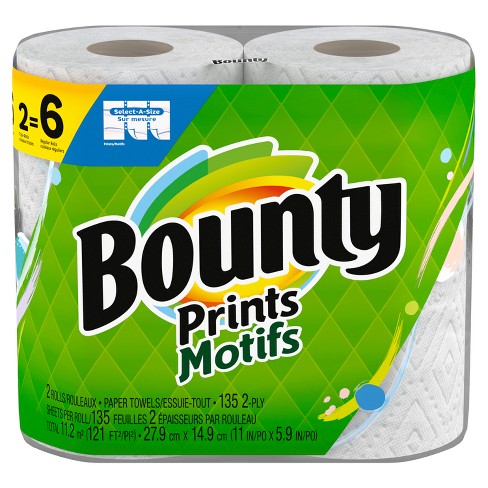 Bounty Prints Select-a-size Paper Towels - 2 Triple Rolls : Target