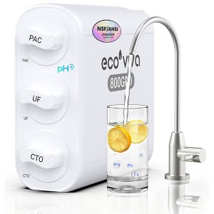 Ecoviva 0.01μm Ultra-Filtration 800G Tankless Under Sink Water Filtration System with Faucet, No Electricity & Zero Waste, Filters Heavy Metals - 1 of 4