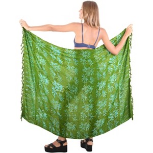 LA LEELA Women's Sarong Wrap Swimwear Cover up Wraps One Size Forest Leaves - 1 of 4