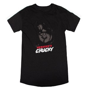 Chucky Franchise Heere's Chucky! Women's Black Graphic Night Shirt - 1 of 2
