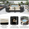 Outdoor Patio Rattan Spa Surround Frame Sofa Set with Storage Spaces and Wooden Bench - 3 of 4