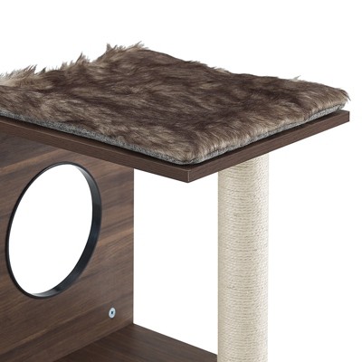 Sheree 34" Dark Brown Sisal Cat Tree with Faux Fur Cushions