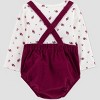 Carter's Just One You® Baby Girls' 3pc Floral Bubble Romper with Long Sleeve T-Shirt and Tights - Burgundy - 3 of 4