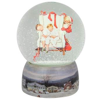 Northlight 6.5" Norman Rockwell 'Santa Looking at Two Sleeping Children' Christmas Snow Globe