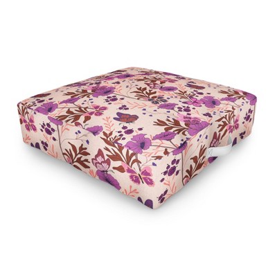 Schatzi Brown Free spirit Butterfly Ivory Outdoor Floor Cushion - Deny Designs