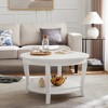 LIVAREEmlen Traditional Round Coffee Table with Open Storage Shelf,2-Tier Storage Wood Center Circle Accent Table(White) - 4 of 4