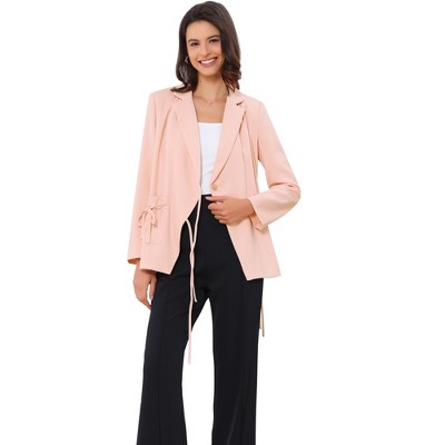 Jess by Meiko Women's Notched Lapel Double Tie Wrap Blazer
