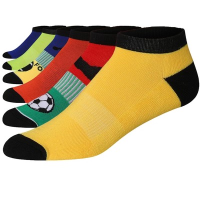 JAMES FIALLO Men's 6-Pairs Solid Colors Stripes Pattern Athletic Sport Socks