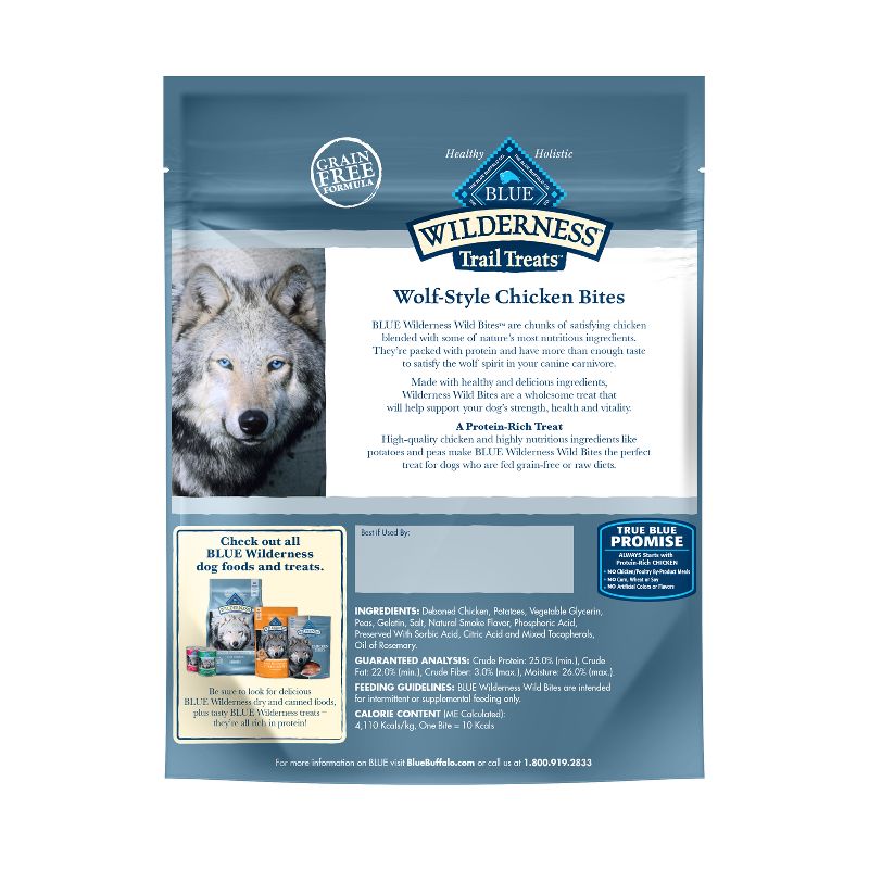 Blue Buffalo Wilderness 100% Grain-Free Wild Bites Chicken Recipe Dog Treats - 4oz, 3 of 10