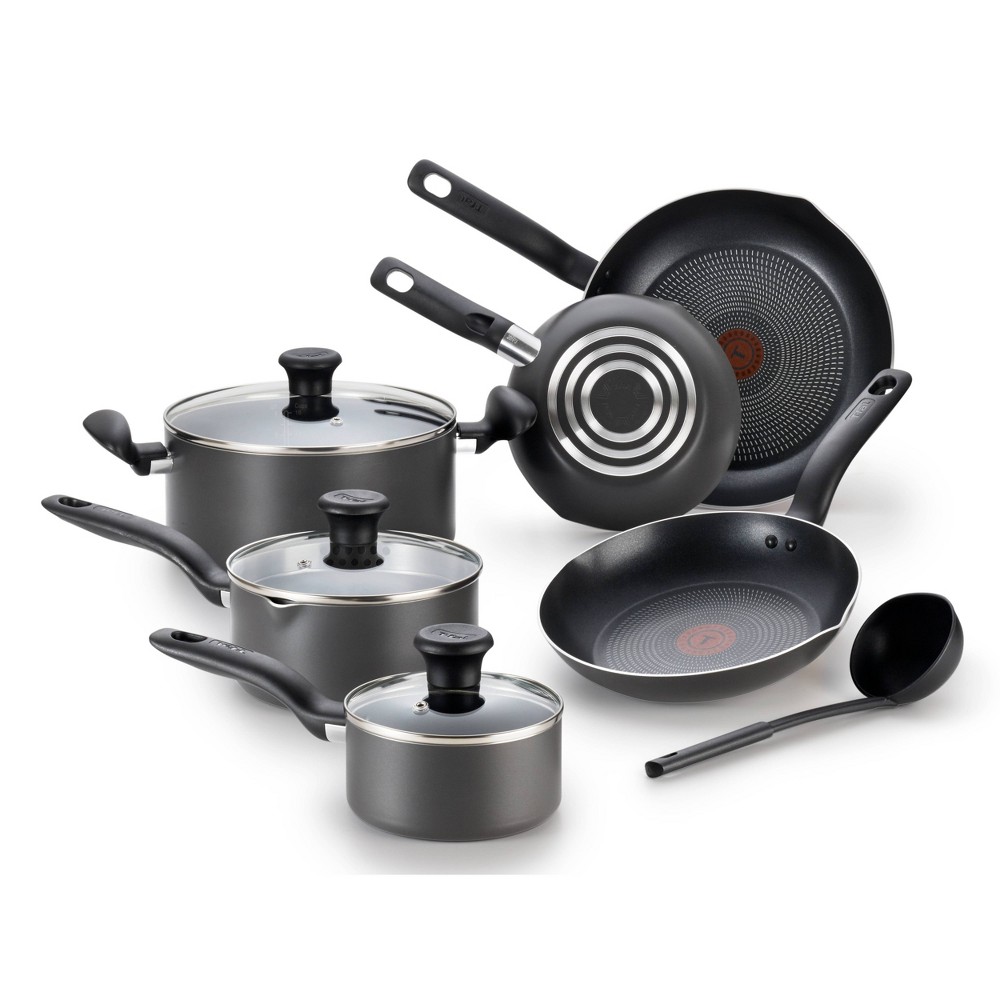 T-fal Platinum Unlimited Nonstick 12pc Non-Stick Cookware Set with  Induction Base - Dark Gray