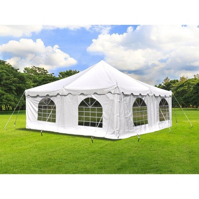White 20' x 20' Alloy Steel Outdoor Event Tent with Sidewalls
