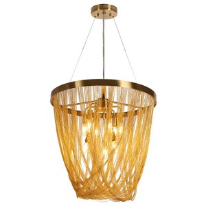 LNC Tracienuri 9-Lights 23.6" Modern Luxury Draped Chain Chandelier, Gold - 1 of 4