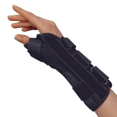OTC Wrist-Thumb Splint, 8-Inch Adult, Lightweight Breathable, Black, Right
