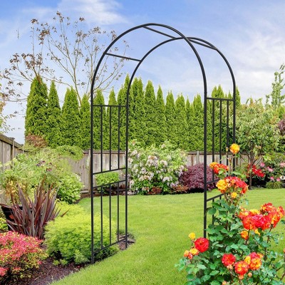 NicBex Metal Garden Arch Trellis, L42.24" X W17.52" X H85.82" Plant Trellis Outdoor Anti-Rust Arched Garden Trellis, Black