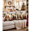 Christmas Throw Pillow Covers 18x18 Set of 4,Vintage American Linen Pillow Cases Cardinal Birds Tree - 3 of 4