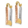 Black Bow Jewelry Tri-Color Puffed Square Hoop Earrings in 14k Yellow Gold and Rhodium - 2 of 4