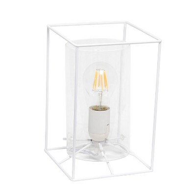 Small Framed Table Lamp with Cylinder Glass Shade White - Lalia Home