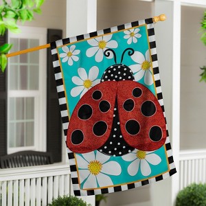 Evergreen Ladybug with Daisies Applique House Flag 28 x 44 Inches Outdoor Decor for Homes and Gardens - 1 of 4