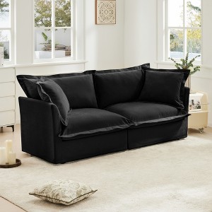 Modern 2-Seater Chenille Sofa, Slipcovered Deep Seat Couch with Removable Covers with 300lb Capacity, Convertible for Small Spaces - 1 of 4