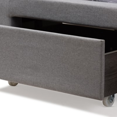 Contemporary Gray Queen Upholstered Storage Bed with Tufted Headboard