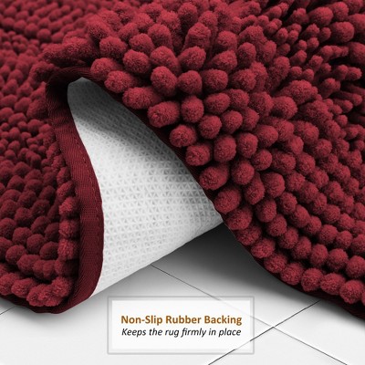 Clara Red Microfiber Chenille Plush Bath Rug