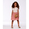 Deux par Deux Girl Bi-Material Dress with Printed Top Small Flowers and Pink - 2 of 4