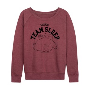 Women's - Pokémon - Snorlax Team Sleep Lightweight French Terry Wide Neck Long Sleeve Shirt - 1 of 4