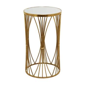 24" Contemporary Metal and Marble Accent Table Gold - Olivia & May