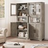 Narrow Bathroom Storage Cabinet, 67" H Tall Slim Cabinet with Glass Doors and Adjustable Shelf, Freestanding Slim Cupboard - 3 of 4
