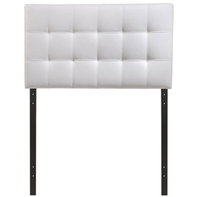 White Twin Upholstered Tufted Leather Headboard