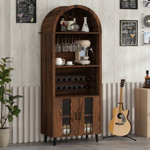 KTMBDW Wine Bar Rack Cabinet with Wine Rack, Coffee Bar Cabinet with Glass Holder, Tall Sideboard and Buffet Cabinet with Double Doors - 1 of 4