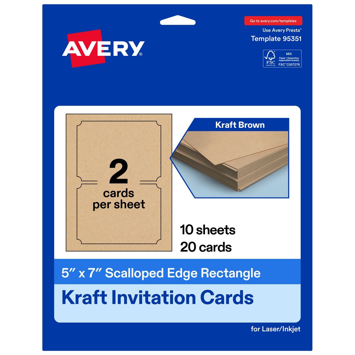 Avery Kraft Brown Invitation Cards, 5" x 7" Rectangle Scalloped Edge - thumbnail 9