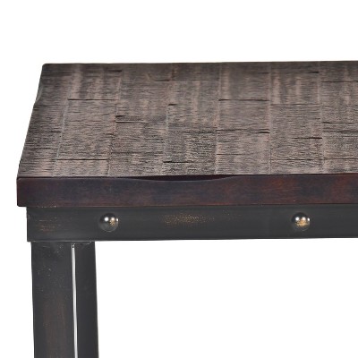 Ambrose Dark Brown Square Wood and Iron End Table