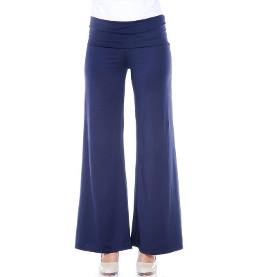 Women's Solid Printed Palazzo Pants - White Mark