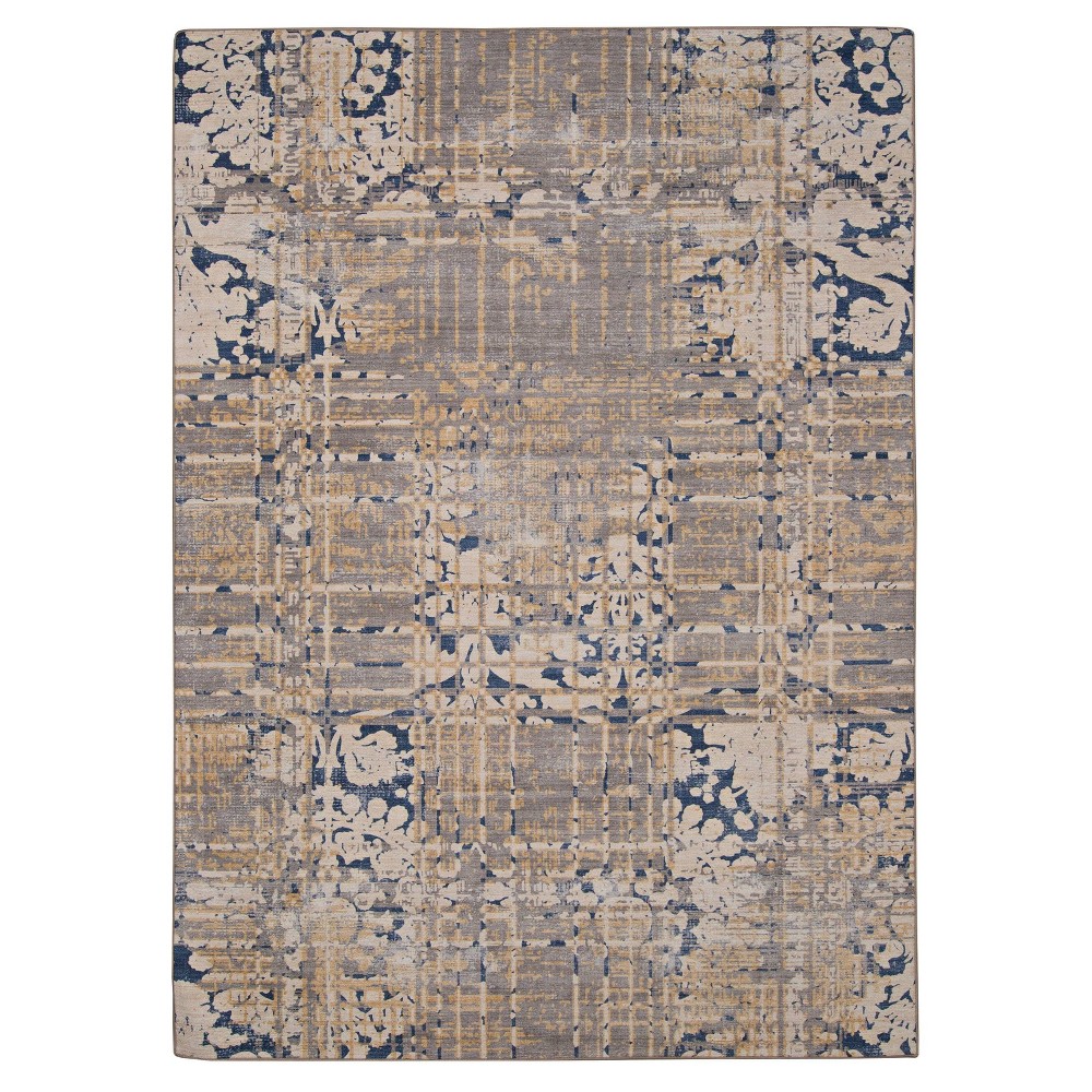 Photos - Area Rug Linon 5'x7' Selkirk Washable Outdoor Rug Navy/Sand  
