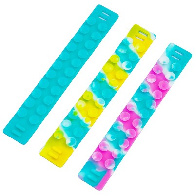 Link 8inch Suction Pop It Bracelet Fidget Toy 3 Pack - Teal/Yellow/Purple
