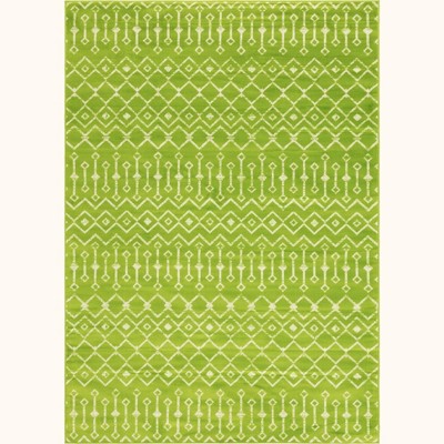 Green Rectangular Synthetic Trellis Easy Care Rug