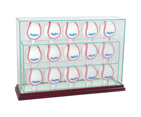 Perfect Cases 15 Baseball Upright Display Case - Cherry Finish