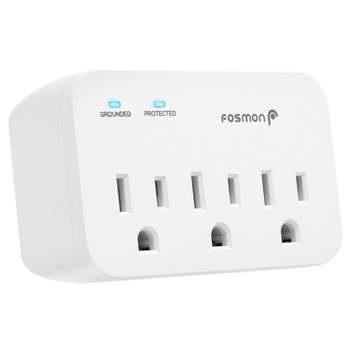 Fosmon [ETL Listed] 3-Outlet Wall Plug Extender Mount Surge Protector (1,200J) with Ground Indicator - White