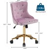 VINGLI Armless Home Office Desk Chair with Gold Base/Wheels, Vanity/Makeup Chair with Back for Bedroom, Rolling Swivel Nail Chair - 2 of 4