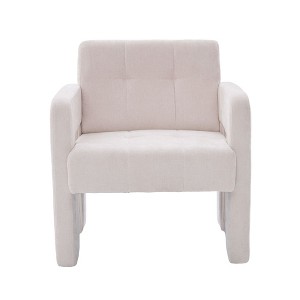 Gulches Modern Minimalist Accent Chair, Beige Chenille Upholstered Nordic Style Lounge Chair - 1 of 4