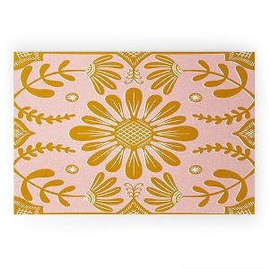 Sewzinski Boho Florals Yellow White Pink Looped Vinyl Welcome Mat - Society6 - 1 of 4