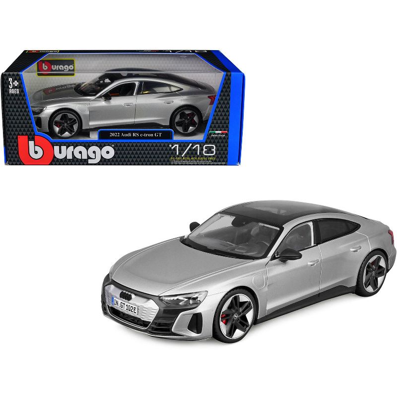 2022 Audi RS e-tron GT Silver Metallic with Sunroof 1/18 Diecast Model Car by Bburago, 1 of 6