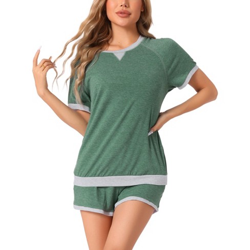 Cheibear Women's Short Sleeve Sleepwear With Pockets Casual Short ...