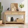 KTMBDW Modern Rattan Console Table with 3 Drawers and Open Storage Shelf, Entryway Table, Narrow Long Sofa Table fot Hallway, Living Room, Natural - 2 of 4
