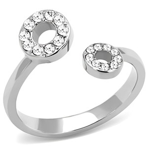 Slickblue Women's Stainless Steel Ring, Circle End Cuff, Clear Crystal Stones, Trendy Style, Size 5-8 - 1 of 4